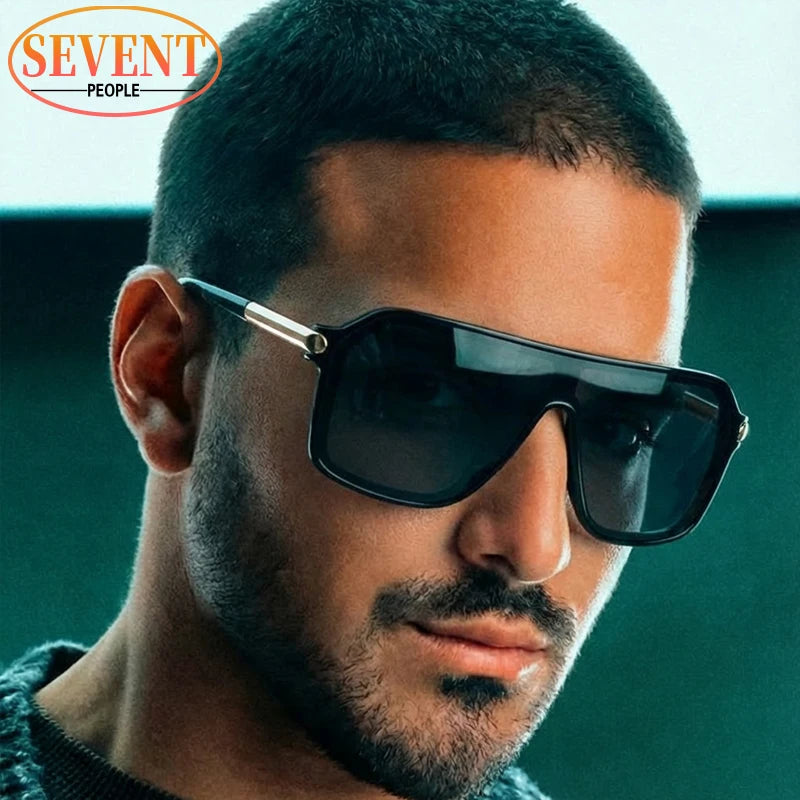 Lunettes de Soleil Monobloc Bouclier Oversize Homme – Monture Métal Style Vintage Outdoor UV400 – CLEVI Paris