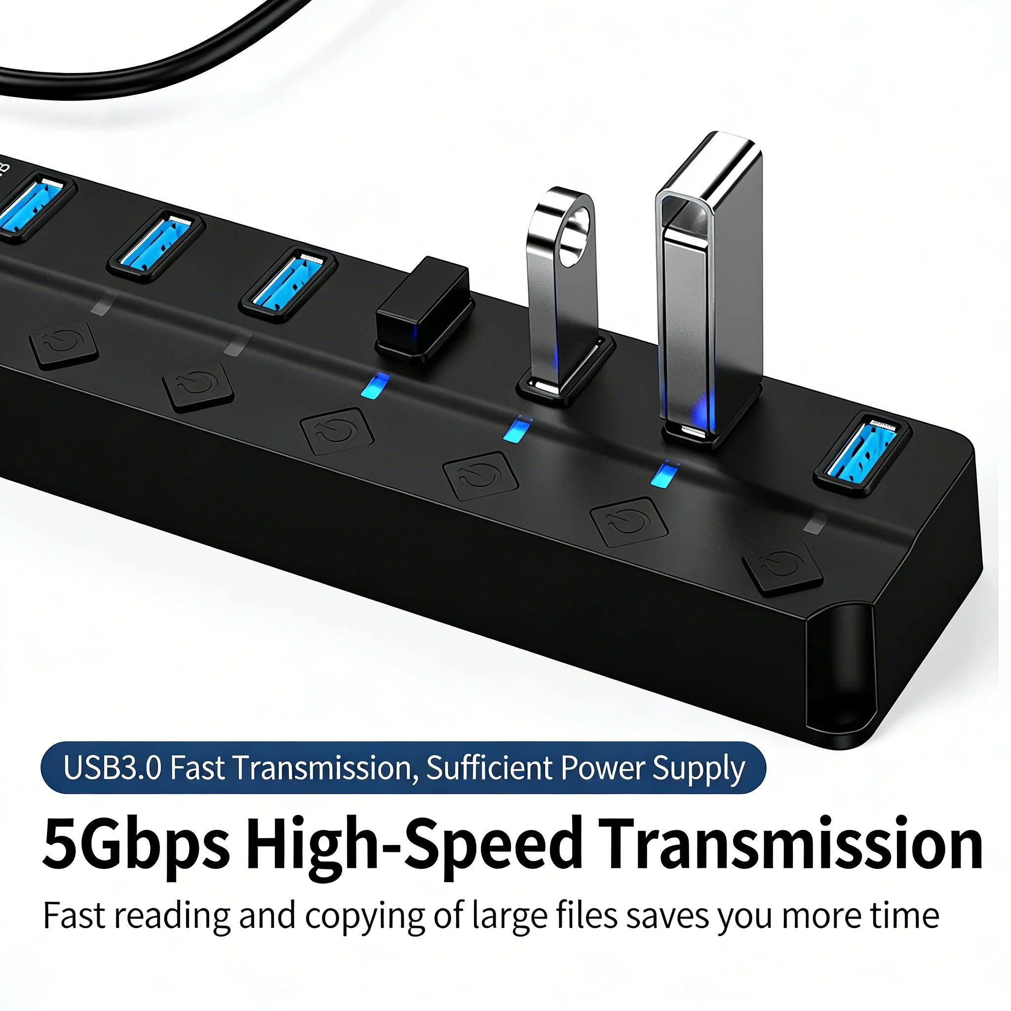 Hub USB 3.0 PHONEPACE — 4 ou 7 Ports, Indicateur LED, Interrupteurs Indépendants, Universel | CLEVI Paris