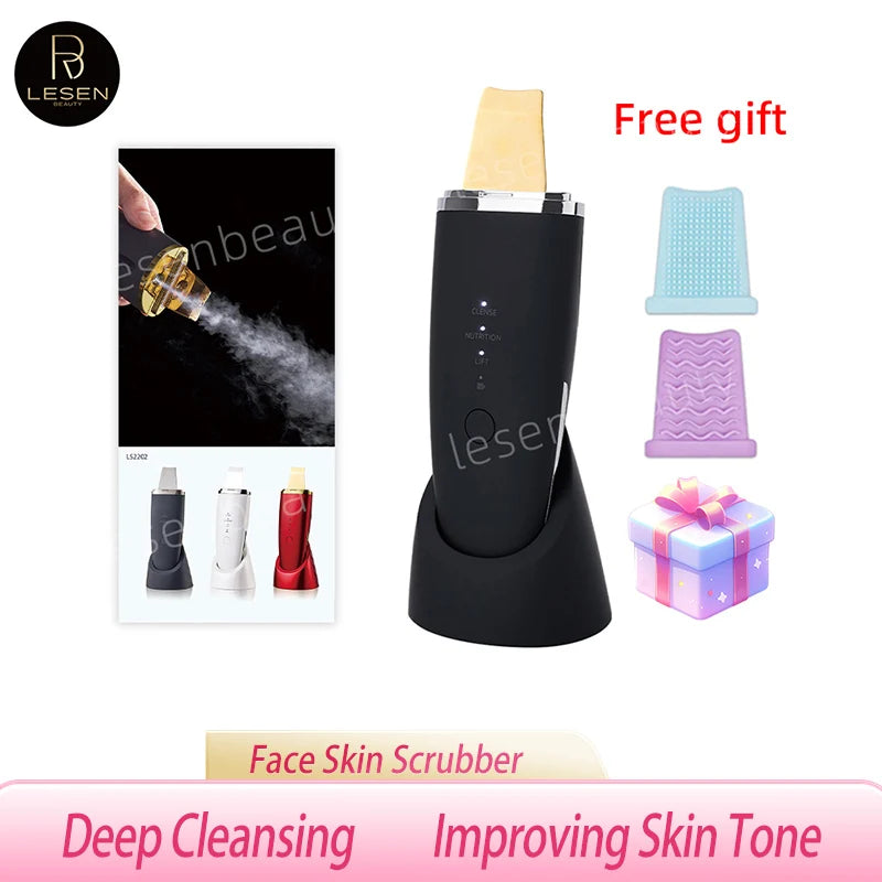 Spatule EMS Ultrasonique Or 24K Peeling Points Noirs Lifting Visage – CLEVI Paris