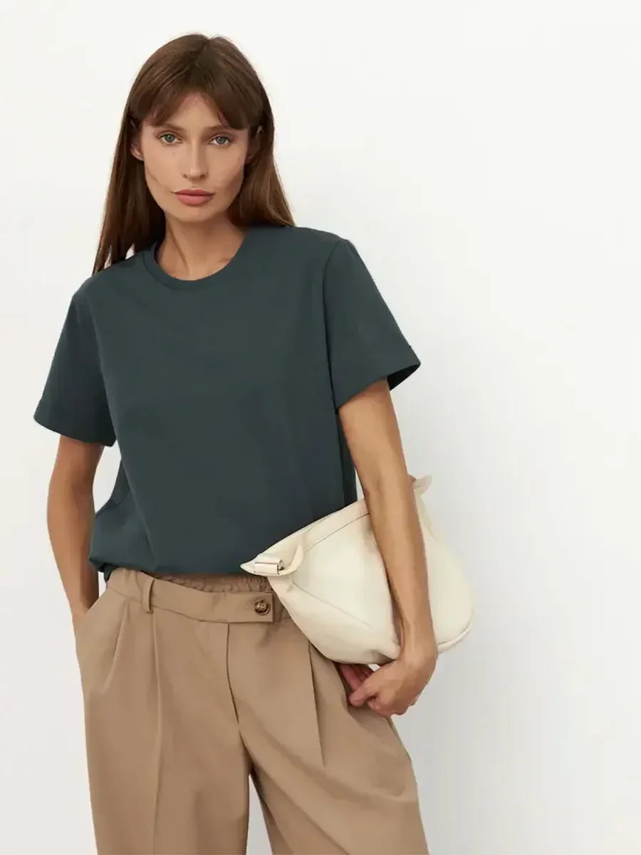 T-shirt Femme 100% Coton — Coupe Loose Manches Courtes | CLEVI Paris