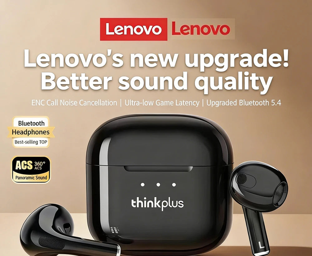 Écouteurs Lenovo LP40 Pro Bluetooth 5.1 13mm ENC IPX5 25H – CLEVI Paris