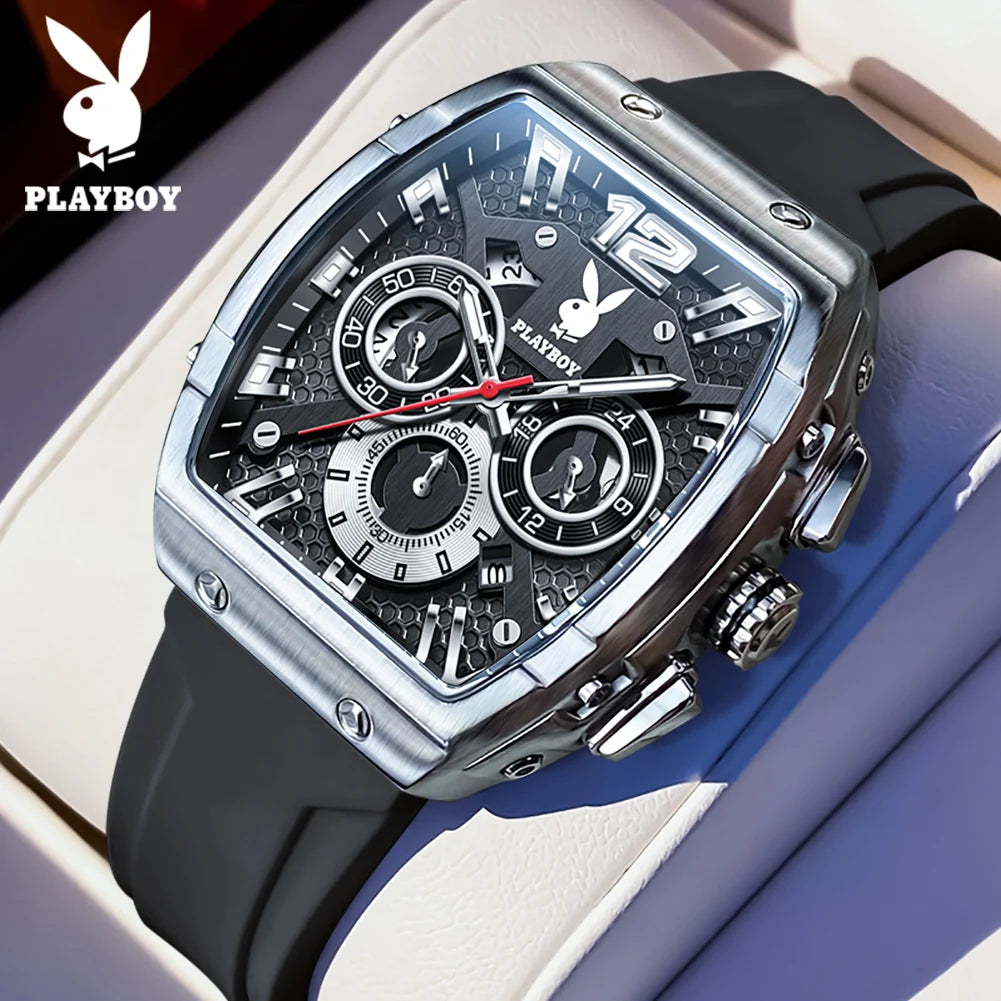 Montre Quartz Homme PLAYBOY 3075 Tonneau Calendrier Complet – CLEVI Paris