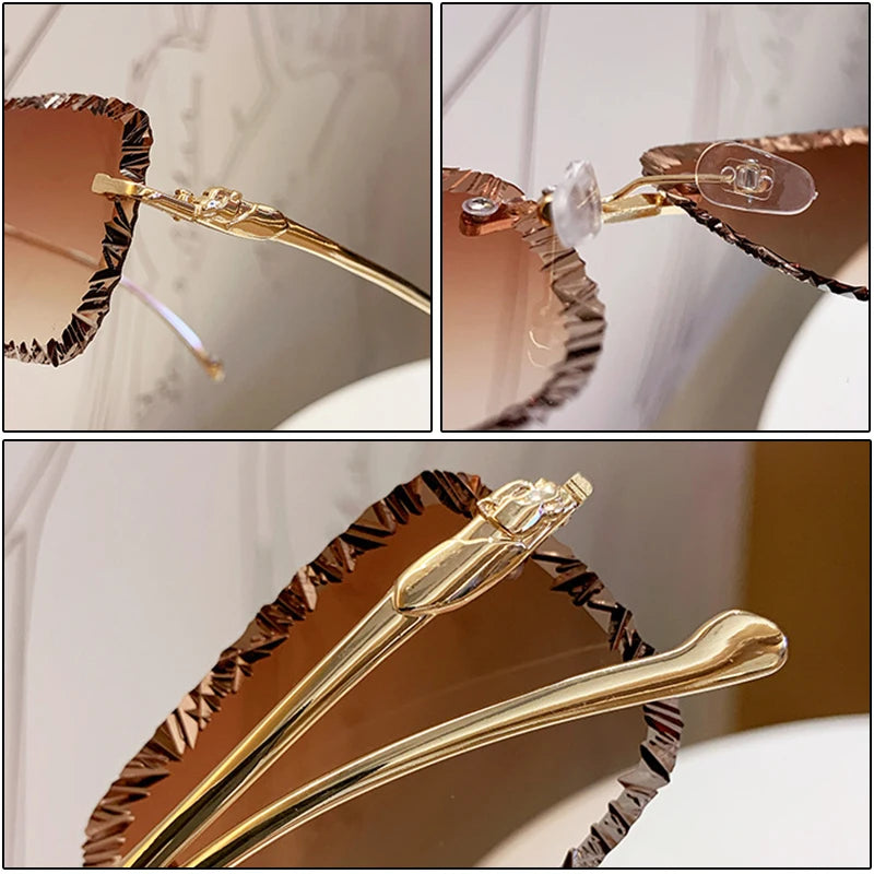 Lunettes de Soleil Rimless Léopard Miroir Vintage Élégantes Femme – CLEVI Paris