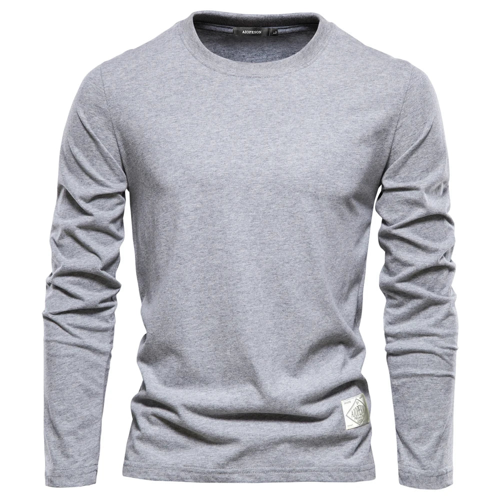 T-Shirt Homme 100% Coton Manches Longues Col Rond Uni 7 Coloris – CLEVI Paris