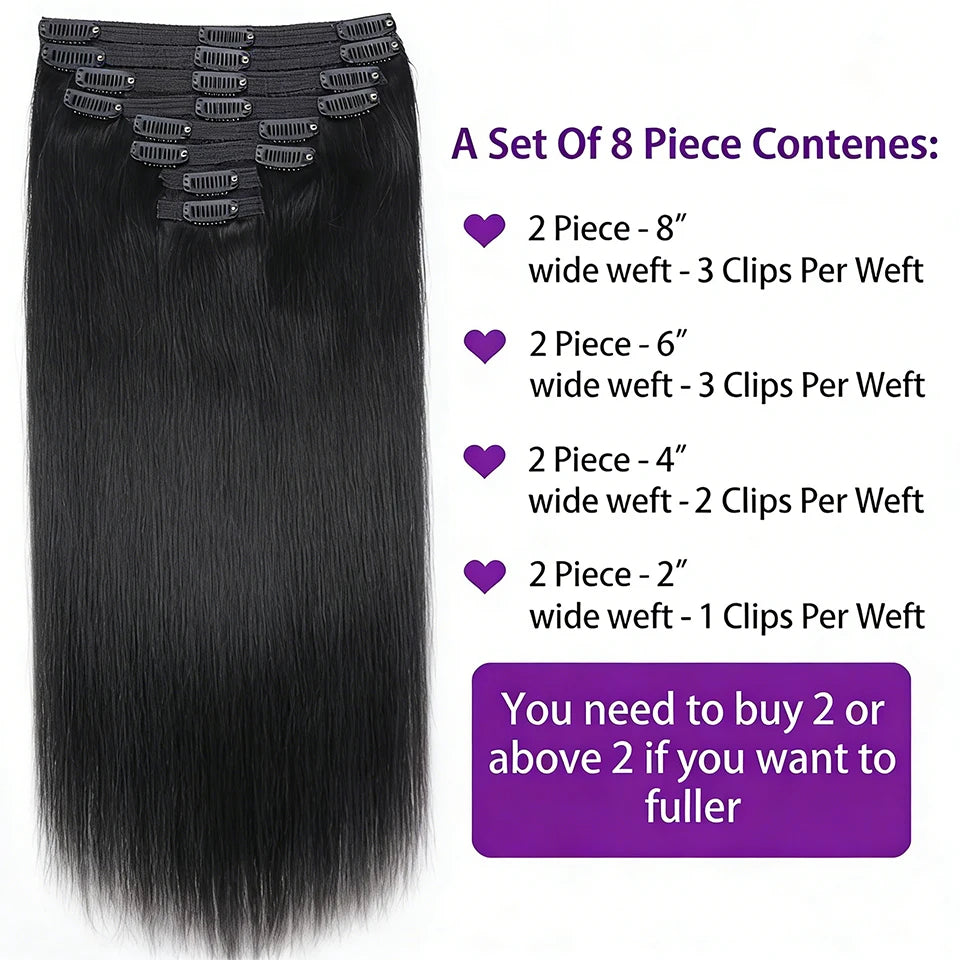 Extensions Clip-In Humains Brésiliens Lisses – CLEVI Paris