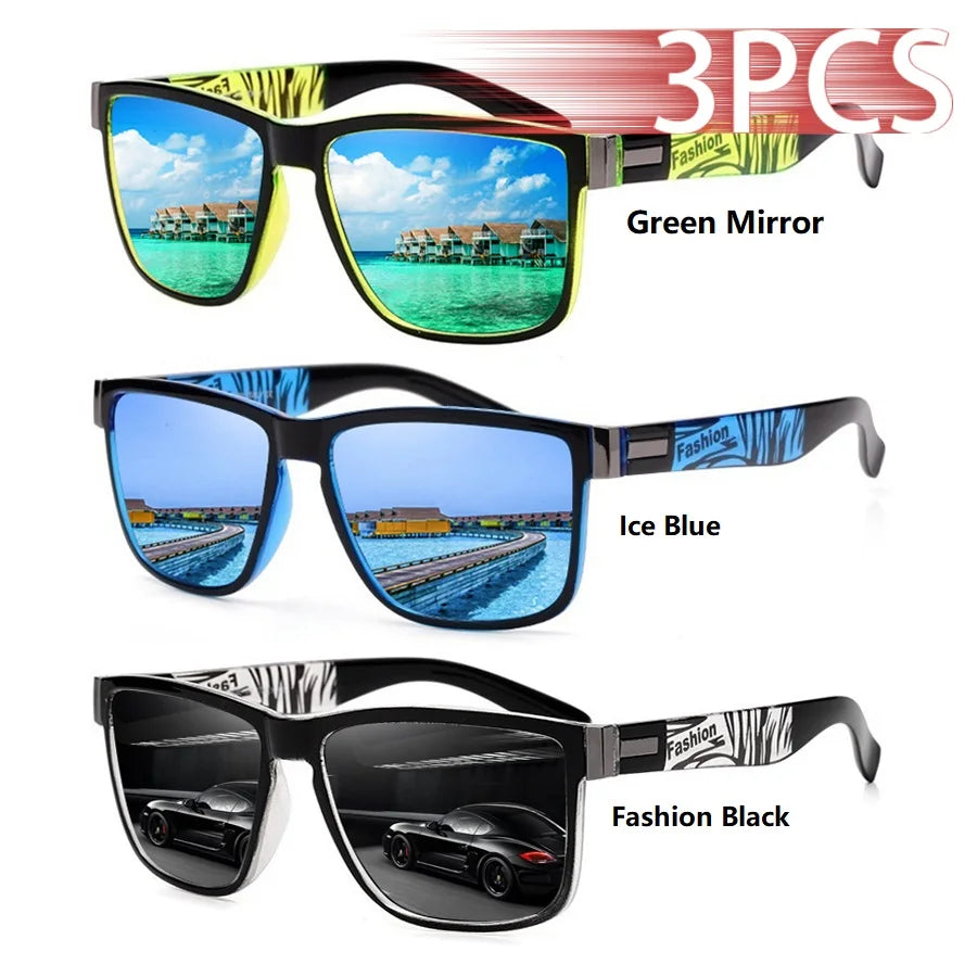 Lot 3 Lunettes de Soleil Carrées Unisexe UV400 Colorées Outdoor – CLEVI Paris