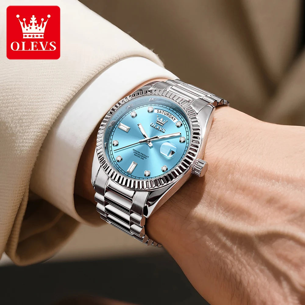Montre OLEVS 6736 Automatique Homme Acier Calendrier Waterproof – CLEVI Paris