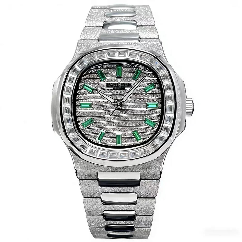 Montre Homme Automatique Carrée Index Diamants Lumineux Acier Huayra – CLEVI Paris