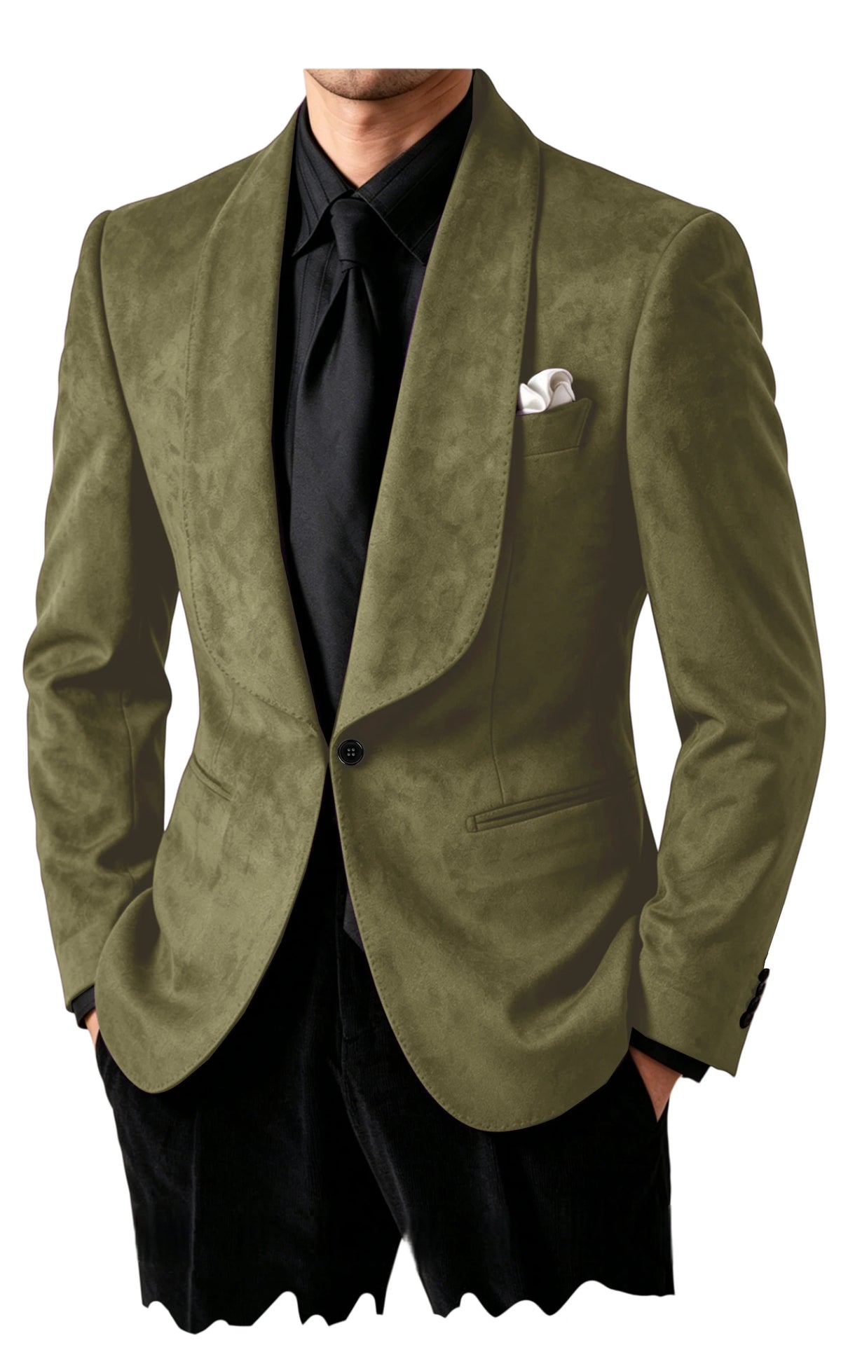 Blazer homme effet suédé 1 bouton à col châle – CLEVI Paris