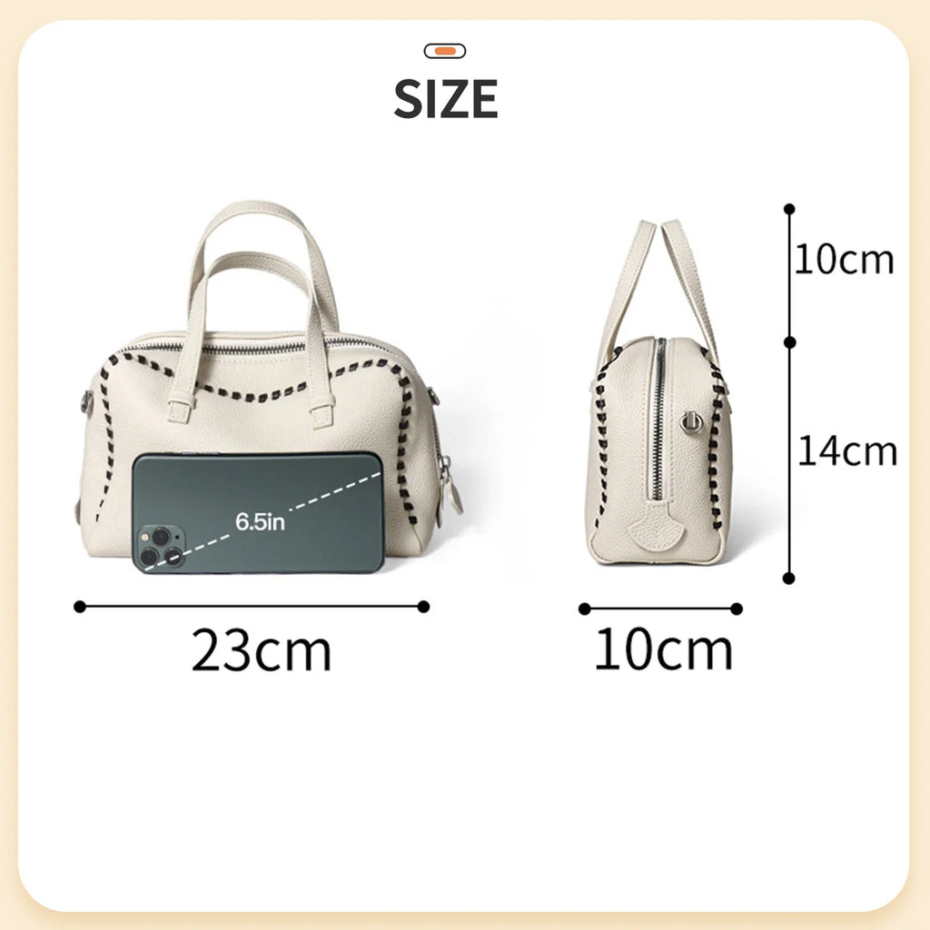 Sac Seau Cuir Véritable 100% Femme 23x10x14cm Bandoulière 118cm – CLEVI Paris