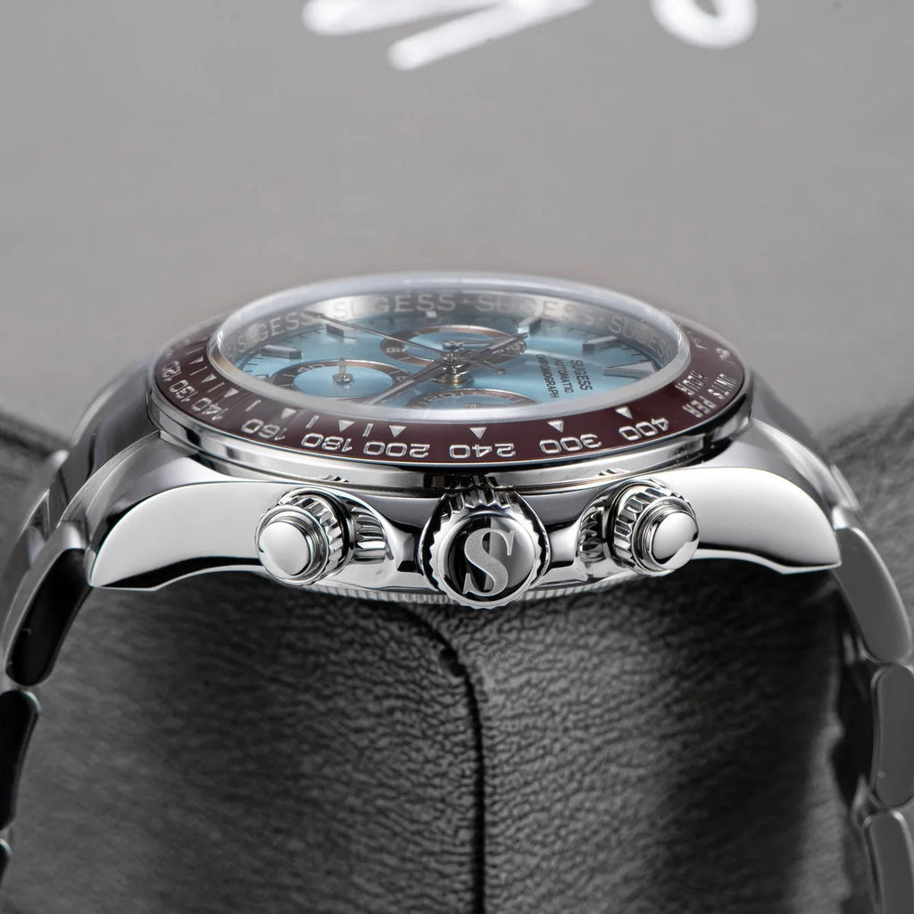 SUGESS Montre Automatique Homme Chronographe Peacock SL-4801 Saphir Acier 39mm 50m – CLEVI Paris
