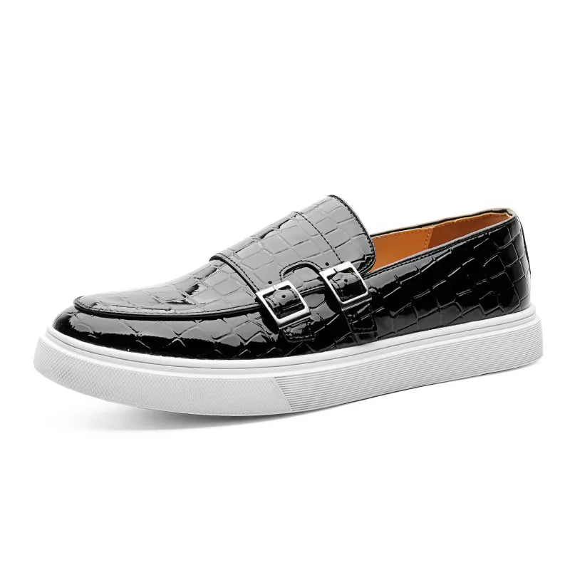 Loafers Cuir Motif Crocodile Homme Semelle Épaisse Monk Strap | 4 Coloris – CLEVI Paris