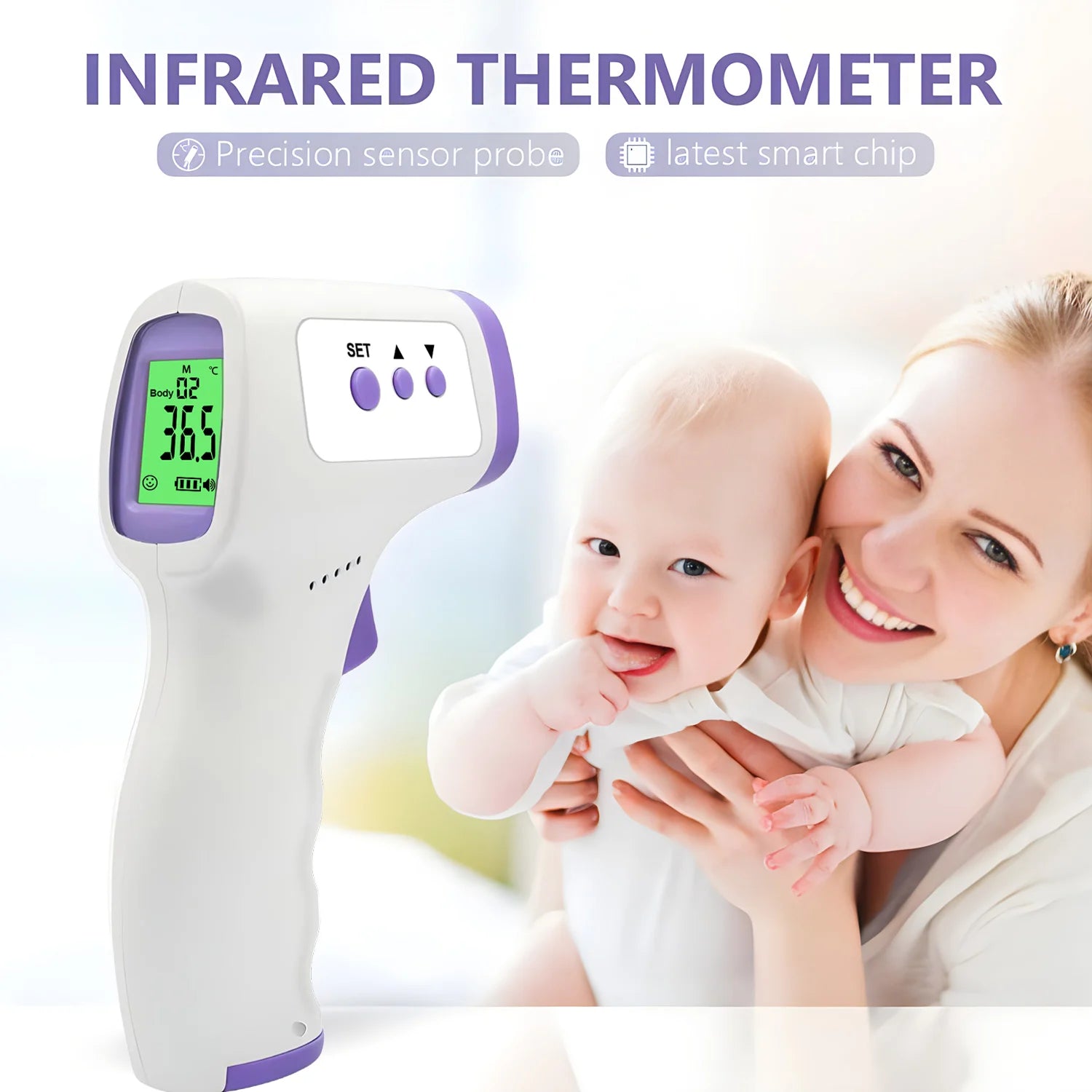 Digital Infrared Thermometer Forehead Body Non-Contact — CLEVI Paris