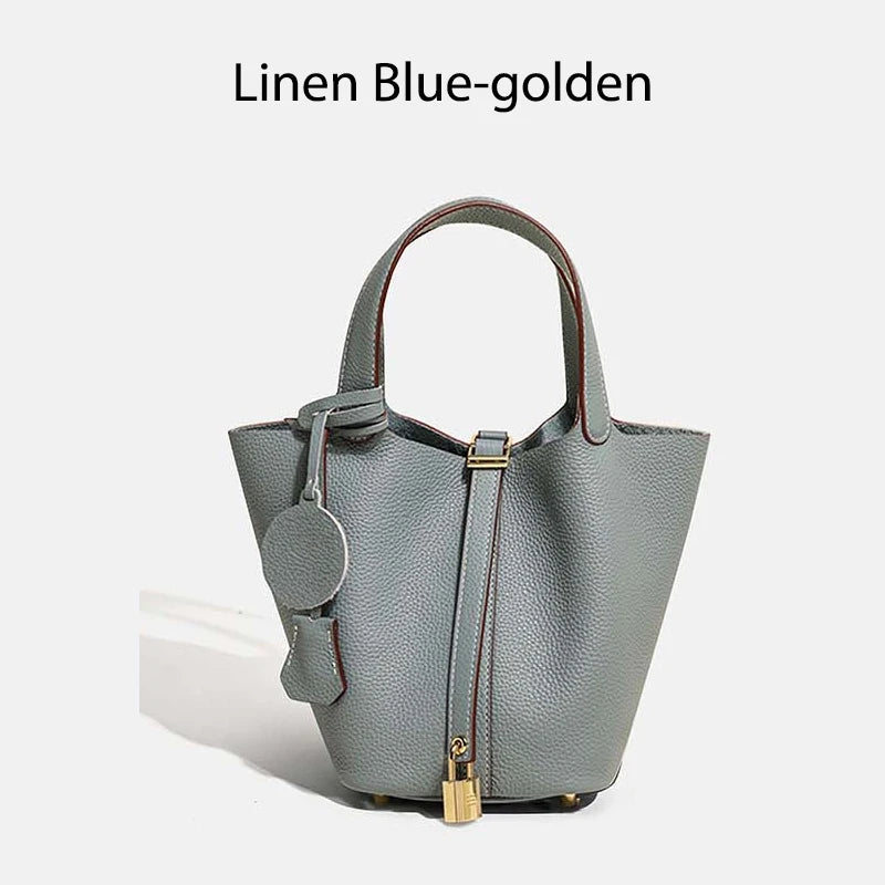 Sac Seau Femme Cuir Véritable TOGO Cadenas & Foulard Décoratif – CLEVI Paris