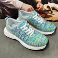 Sneakers Cuir Croco Bleu Peint Main Lacets Homme – CLEVI Paris