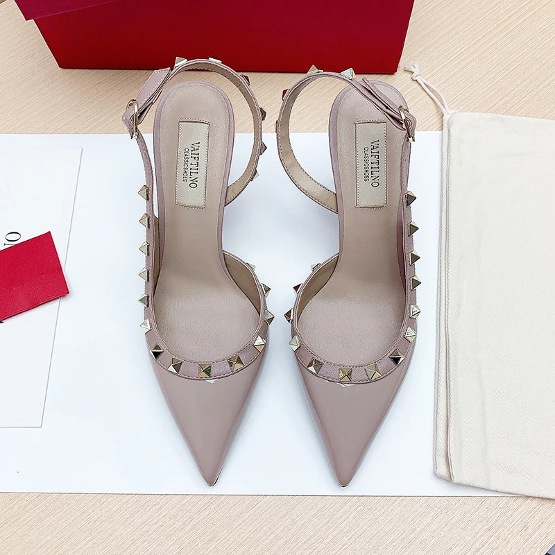 Escarpins ouverts femme à bride et rivets – CLEVI Paris