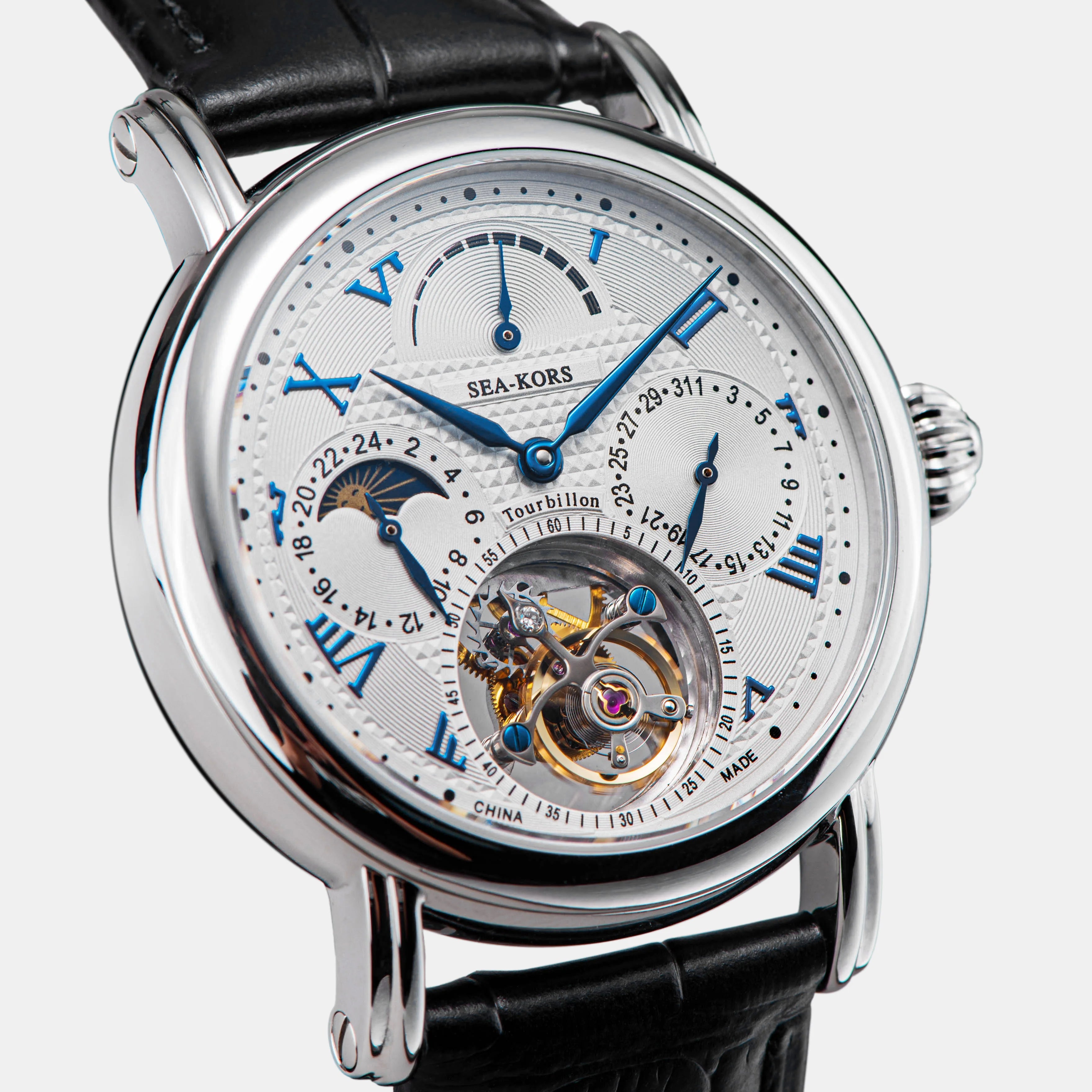 Montre Homme Tourbillon Phase de Lune Squelette Sugess Seakors ST8007 – CLEVI Paris