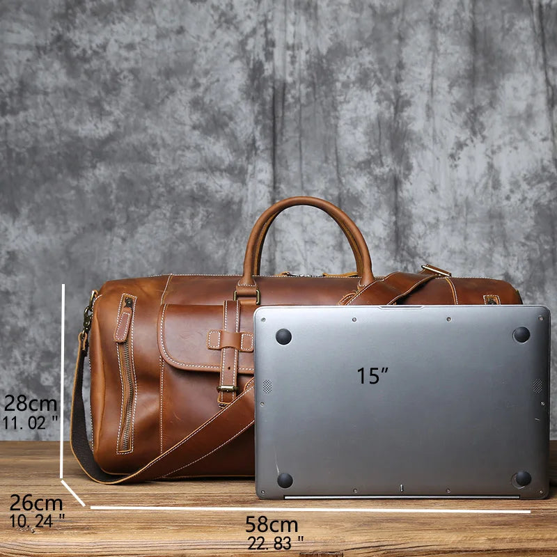 Sac de Voyage en Cuir Véritable Crazy Horse – Grand Format | NZPJ