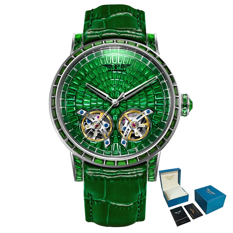 PINDU Montre Automatique Homme Double Tourbillon Saphir Acier 45mm Couronne Vissée – CLEVI Paris