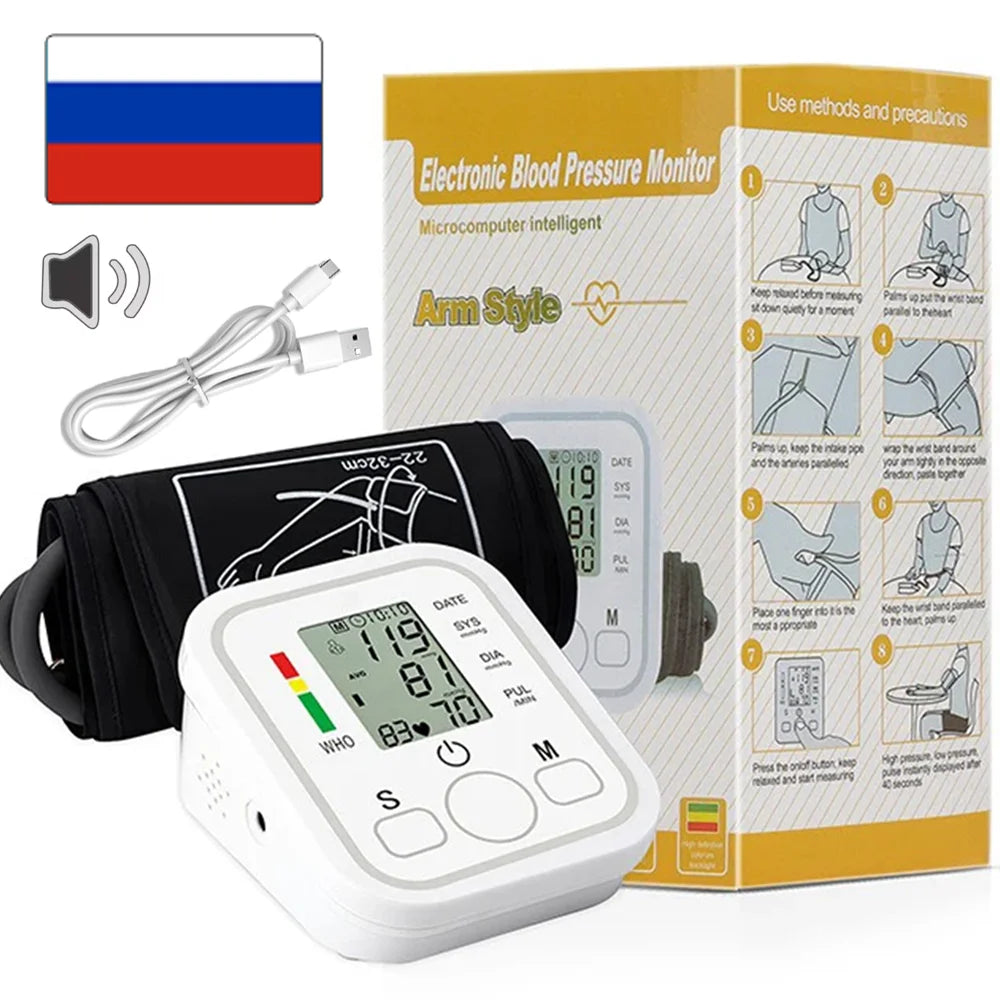 Tensiomètre Bras Automatique Vocal LCD Fréquence Cardiaque – CLEVI Paris