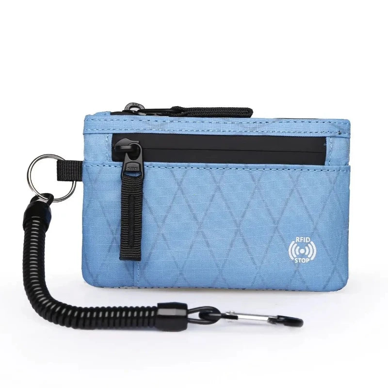 Porte-Cartes RFID Nylon Slim Homme — Mousqueton, Clip Ceinture ou Fermeture Éclair, Multi-Coloris | CLEVI Paris