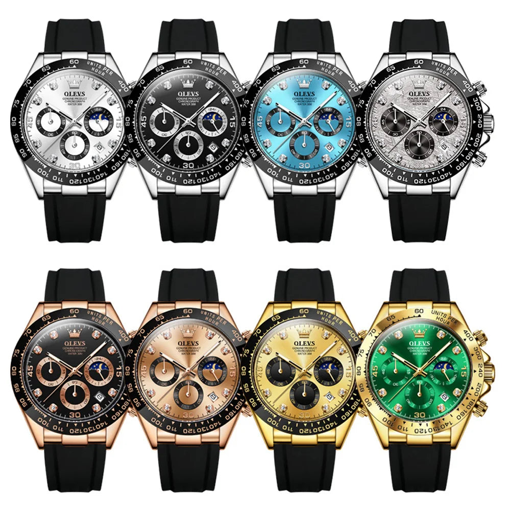 Montre Quartz Chronographe Phase de Lune OLEVS Homme – CLEVI Paris