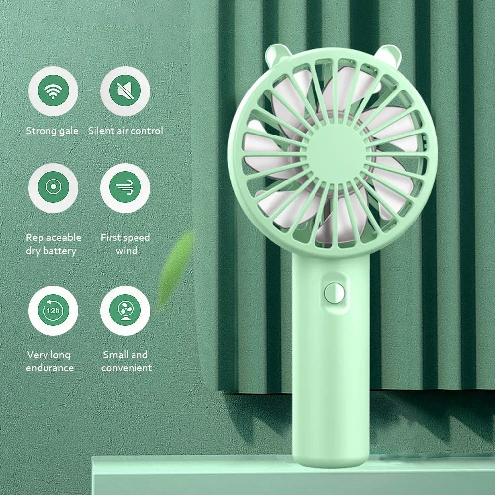 Mini Ventilateur Portable USB Rechargeable – Silencieux, Batterie 300mAh, 30min d'Autonomie, 4 Coloris