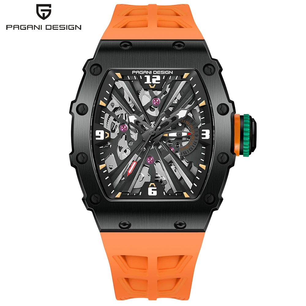 PAGANI DESIGN Montre Quartz Japonais Femme Homme Rectangulaire Saphir Silicone 42mm 100m – CLEVI Paris