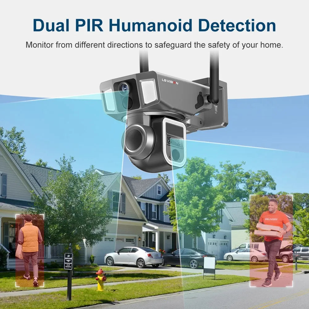 Caméra Solaire Extérieure LS VISION 12MP 6K Triple Objectif Zoom 10x 4G Wi-Fi PTZ IP66 – CLEVI Paris