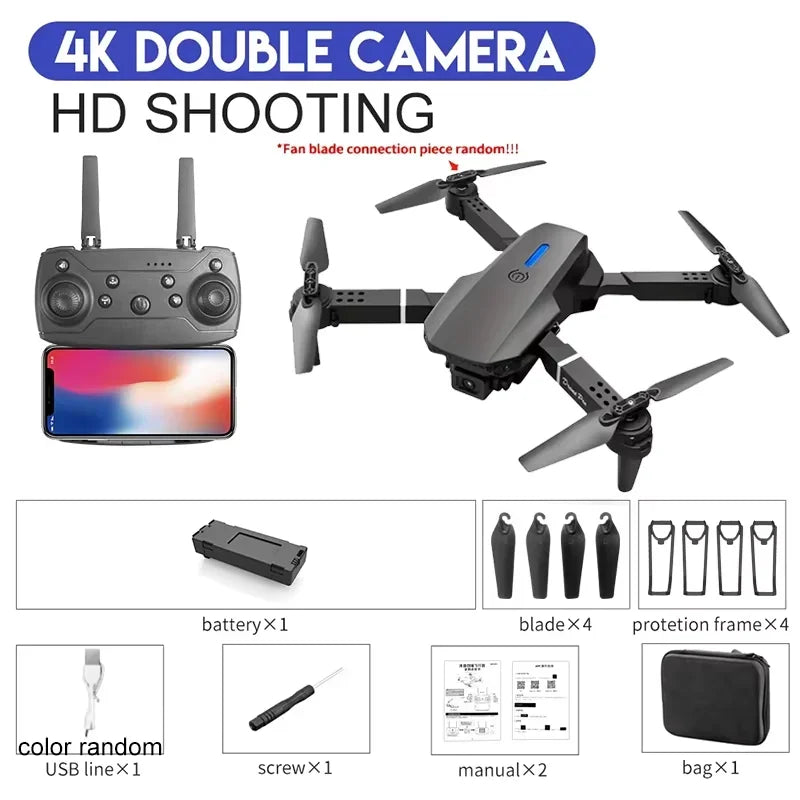 Drone Pliable E88 – Caméra 4K / 1080P | WiFi FPV | Télécommande | Gyroscope 6 Axes