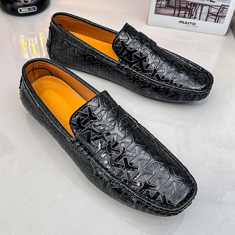 Mocassins Homme Cuir Fendu Slip-On | Orange, Or, Gris, Vert, Noir – CLEVI Paris