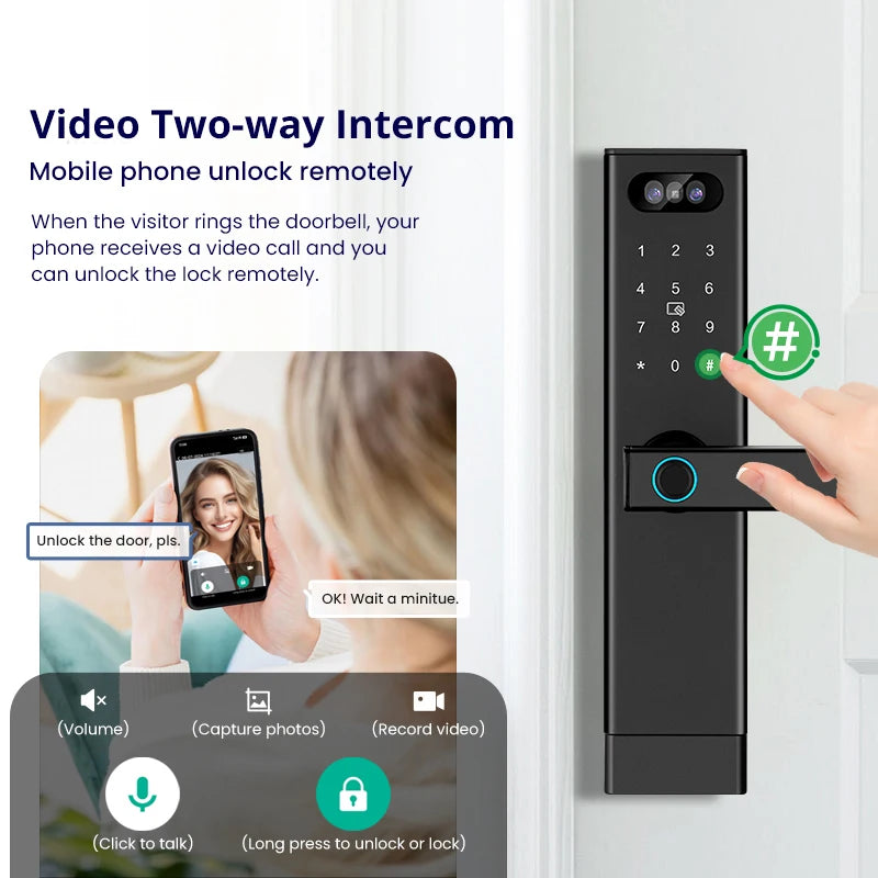 Serrure Connectée Catchface – Reconnaissance Faciale, Caméra, Écran, Tuya WiFi, 7 Modes
