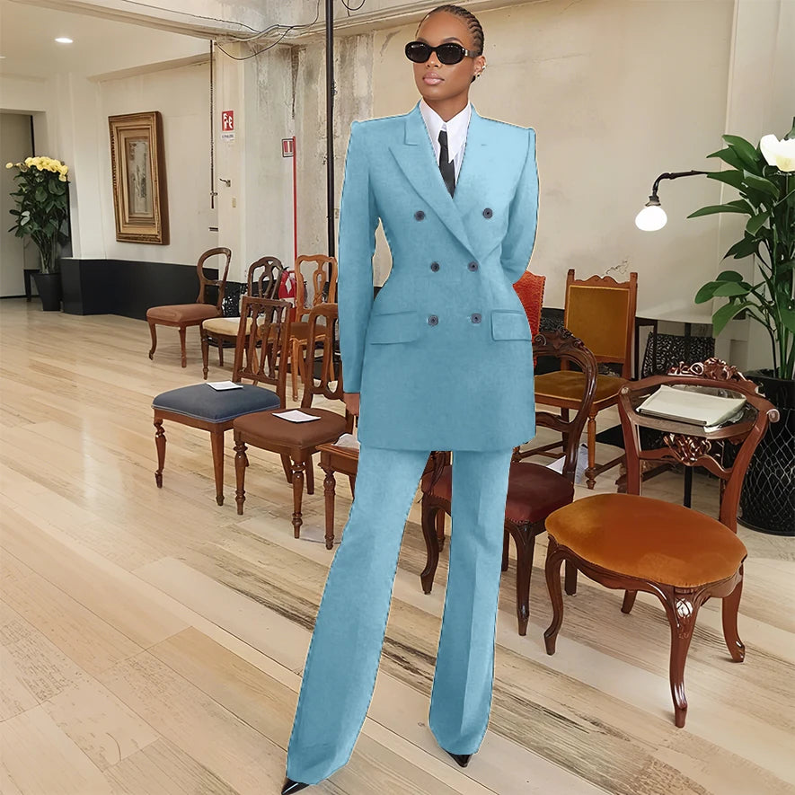 Tailleur femme blazer et pantalon évasé – CLEVI Paris