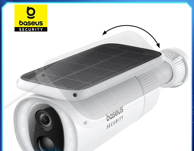 Caméra Solaire Extérieure Baseus S1 2K FOV 145° PTZ 360° IP67 8Go eMMC 180 Jours – CLEVI Paris