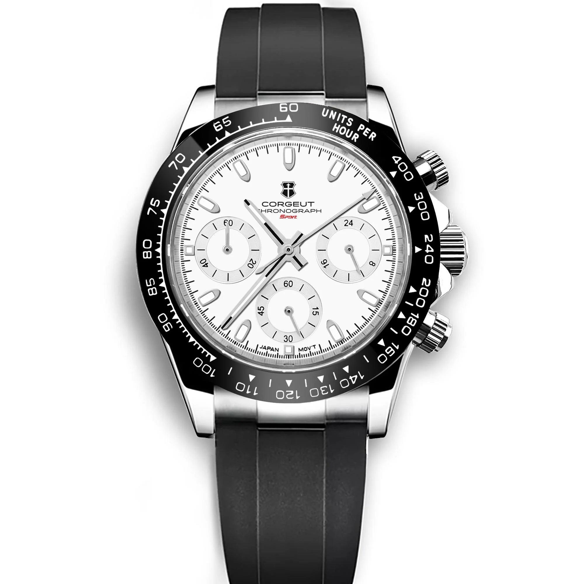 Montre Chronographe Homme Corgeut 9002 Quartz VK63 Saphir 100m Silicone – CLEVI Paris