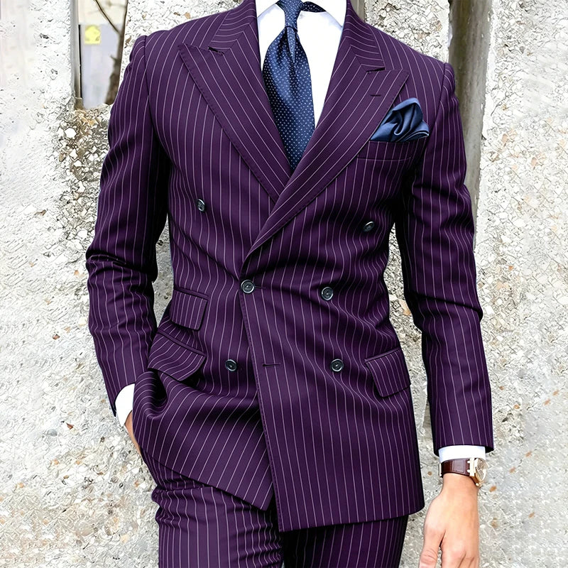 Costume 2 Pièces Homme Double Boutonnage Revers Pointu Slim Fit – CLEVI Paris