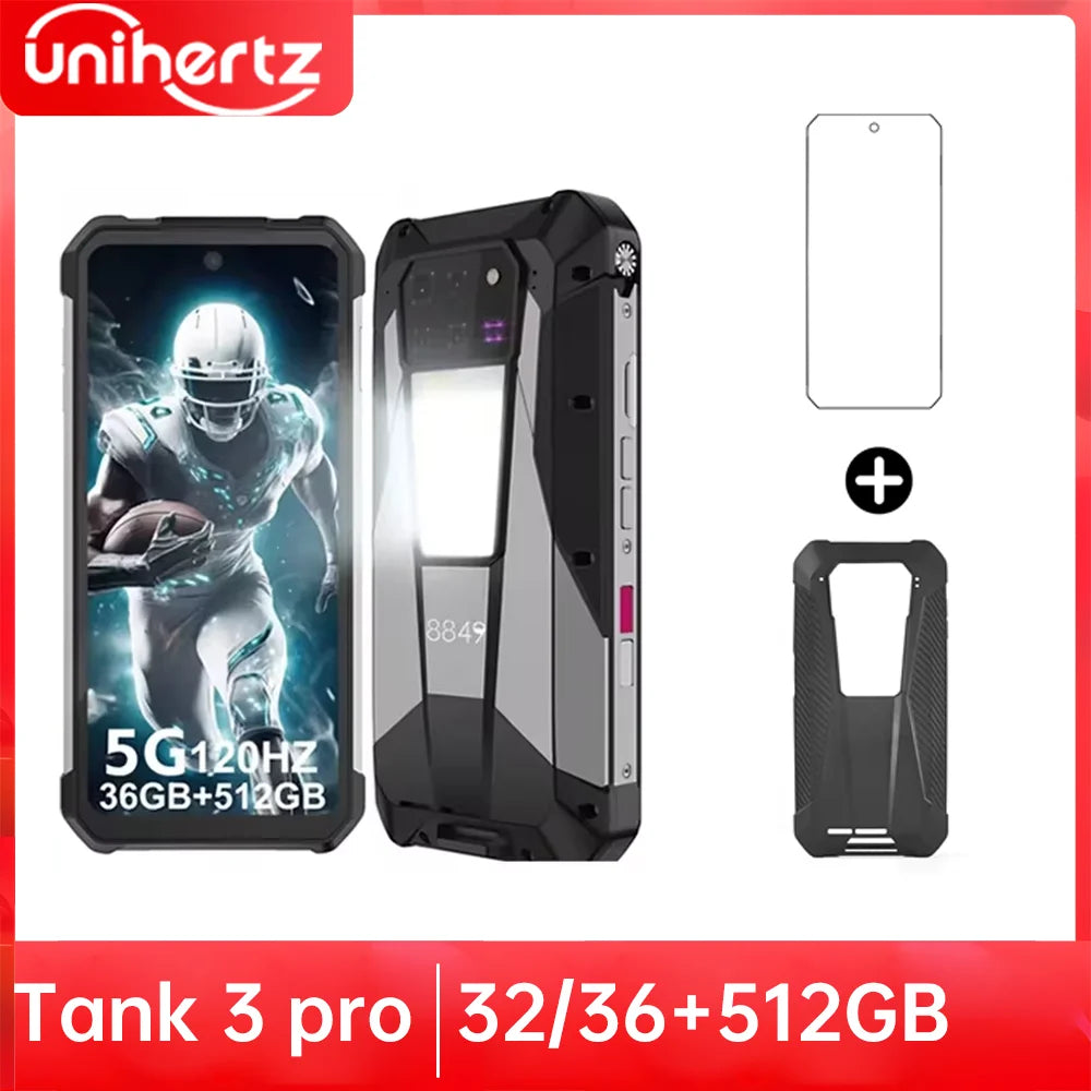 Unihertz Tank 3 Pro Smartphone Rugged 5G Projecteur DLP 100lm Dimensity 8200 23800mAh 200MP IP68 – CLEVI Paris