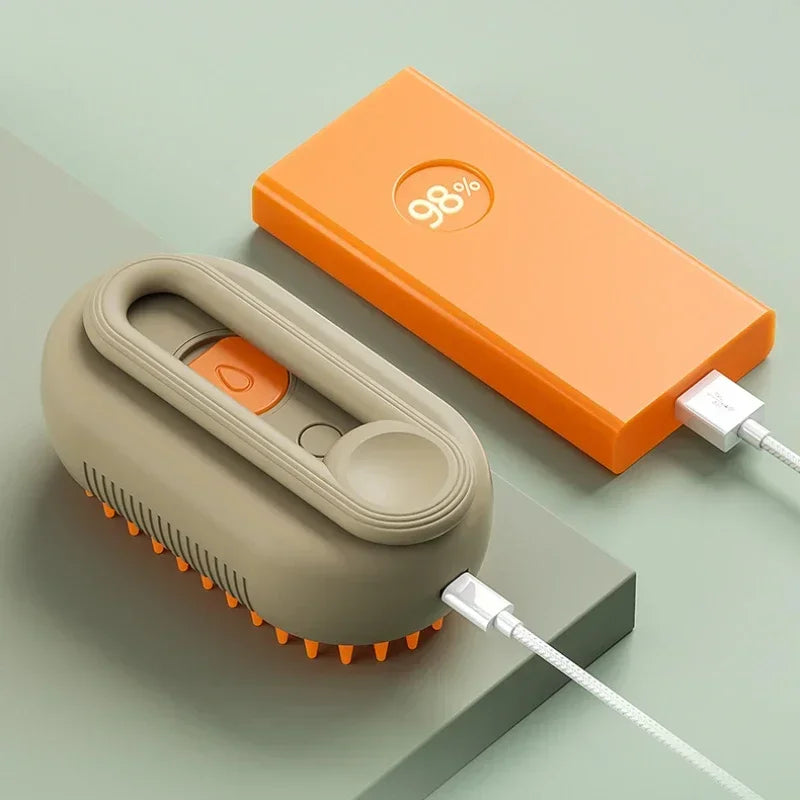 Brosse Vapeur 3-en-1 pour Chat & Chien Spray Massage Anti-Poils USB — CLEVI Paris