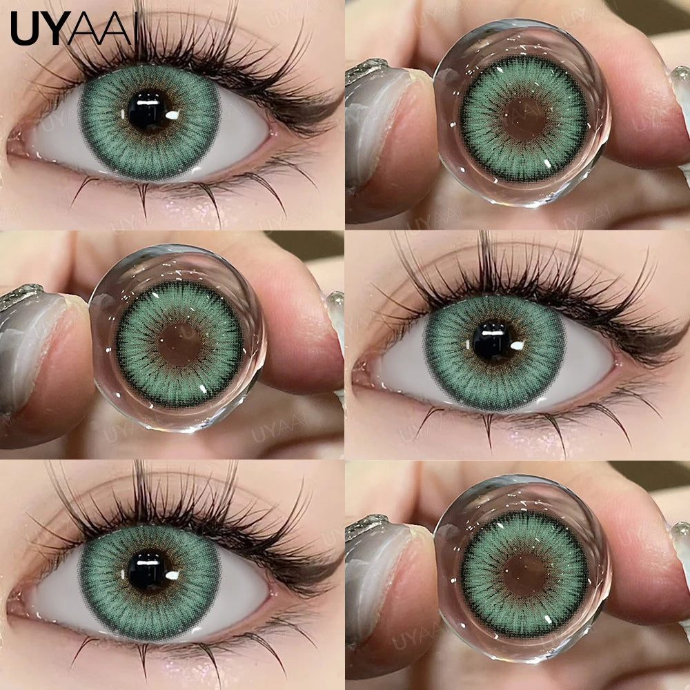 Lentilles de Contact Colorées UYAAI – 15 Teintes de Vert, Sans Correction, Port Annuel