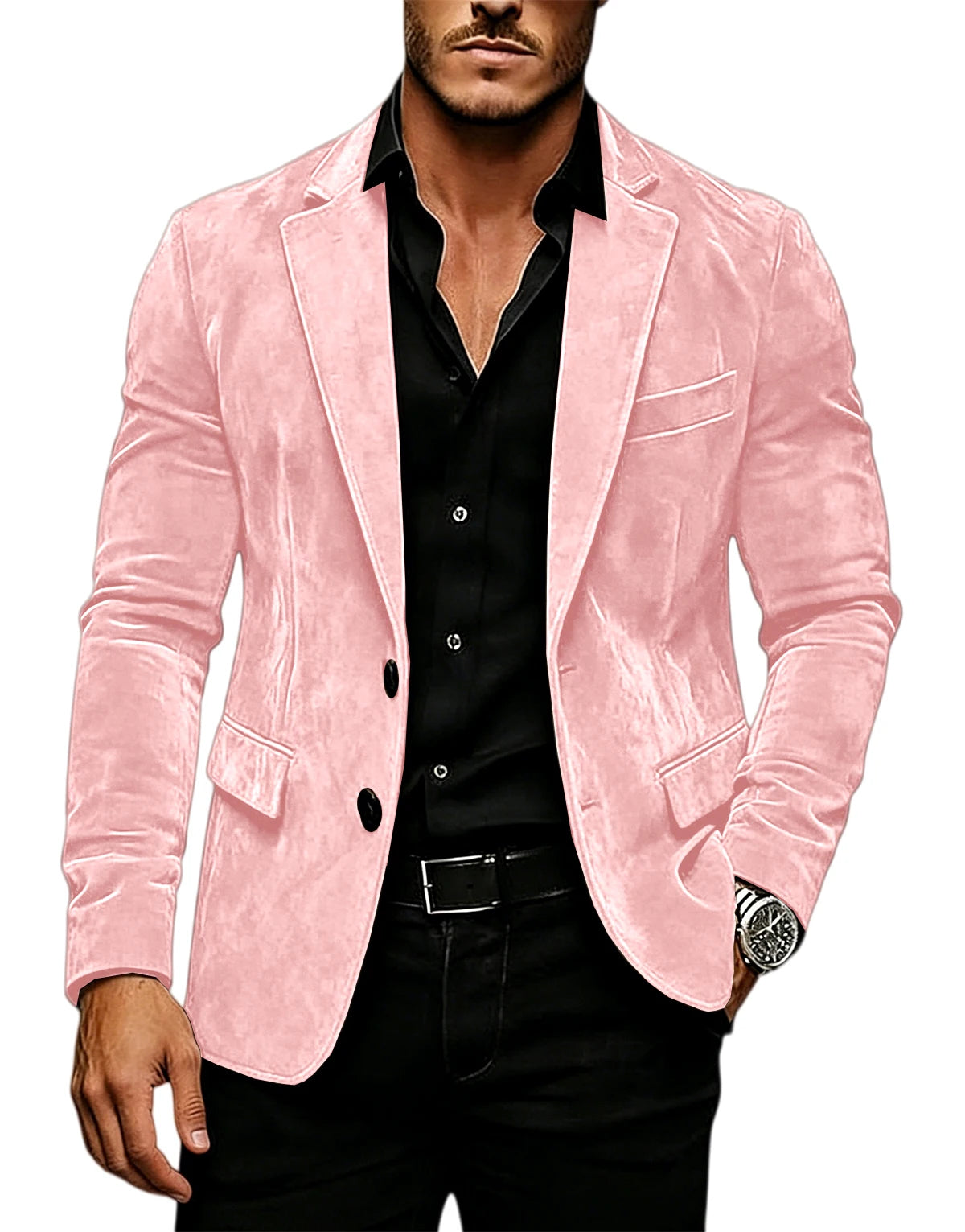 Blazer homme en velours effet suédé 2 boutons – CLEVI Paris