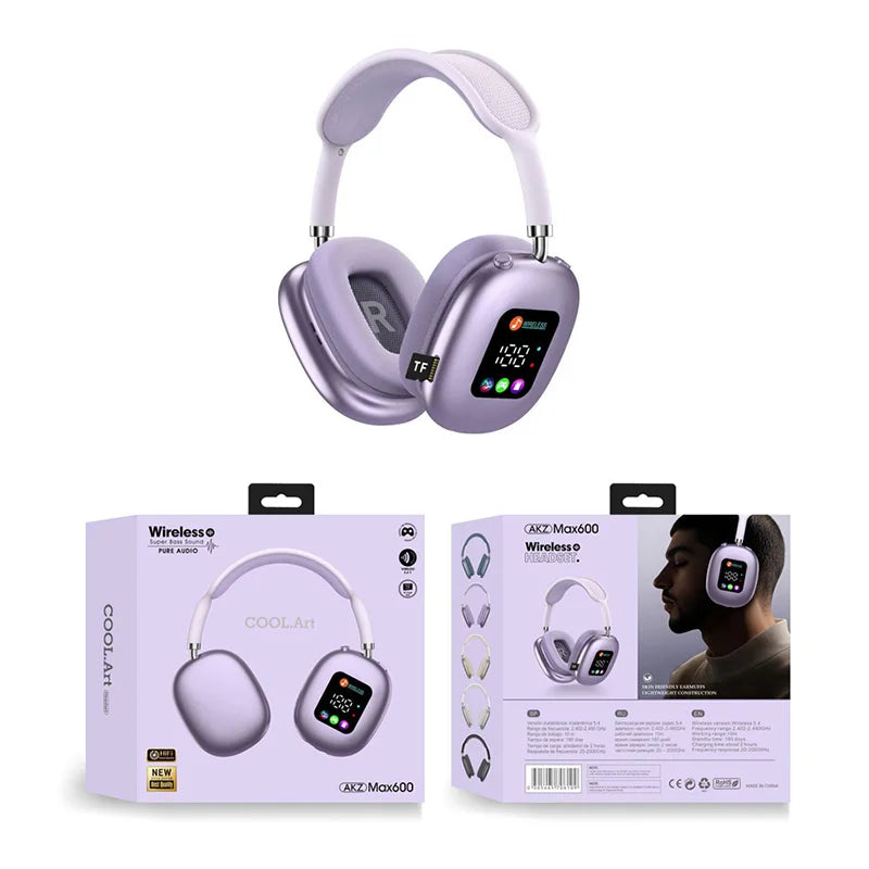 Casque Bluetooth BMAD MAX600 ANC Écran Tactile LCD 40mm BT 5.3 TF AUX Micro IA – CLEVI Paris