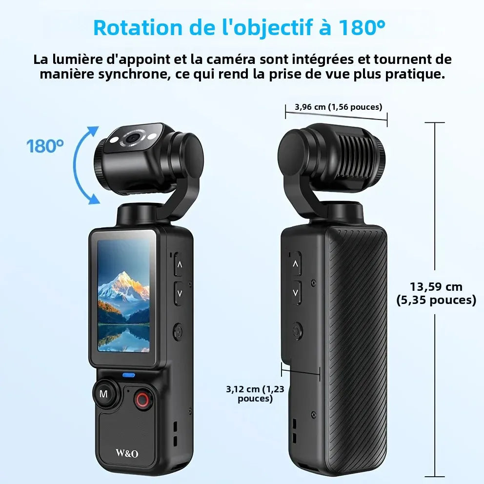 Caméra Action Corporelle W&O Q7 – 2,5K UHD Objectif 180° Batterie 7h Carte 32Go Incluse 1 Bouton Vlog – CLEVI Paris