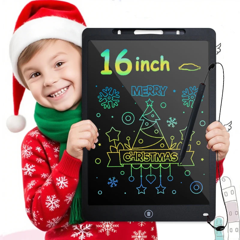 Tablette LCD Écriture 16" Couleur – Ardoise Numérique Effaçable, Jouet Éducatif, Certifiée CE – CLEVI Paris