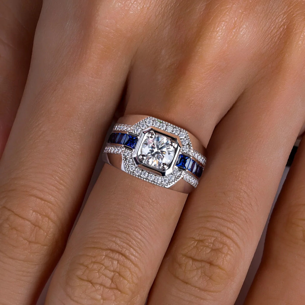 Bague Femme AnuJewel MS-RMO-122 – Moissanite 1ct Couleur D, Argent 925 Plaqué Or 18K, Sertissage Griffe, Tailles 8-12 – CLEVI Paris