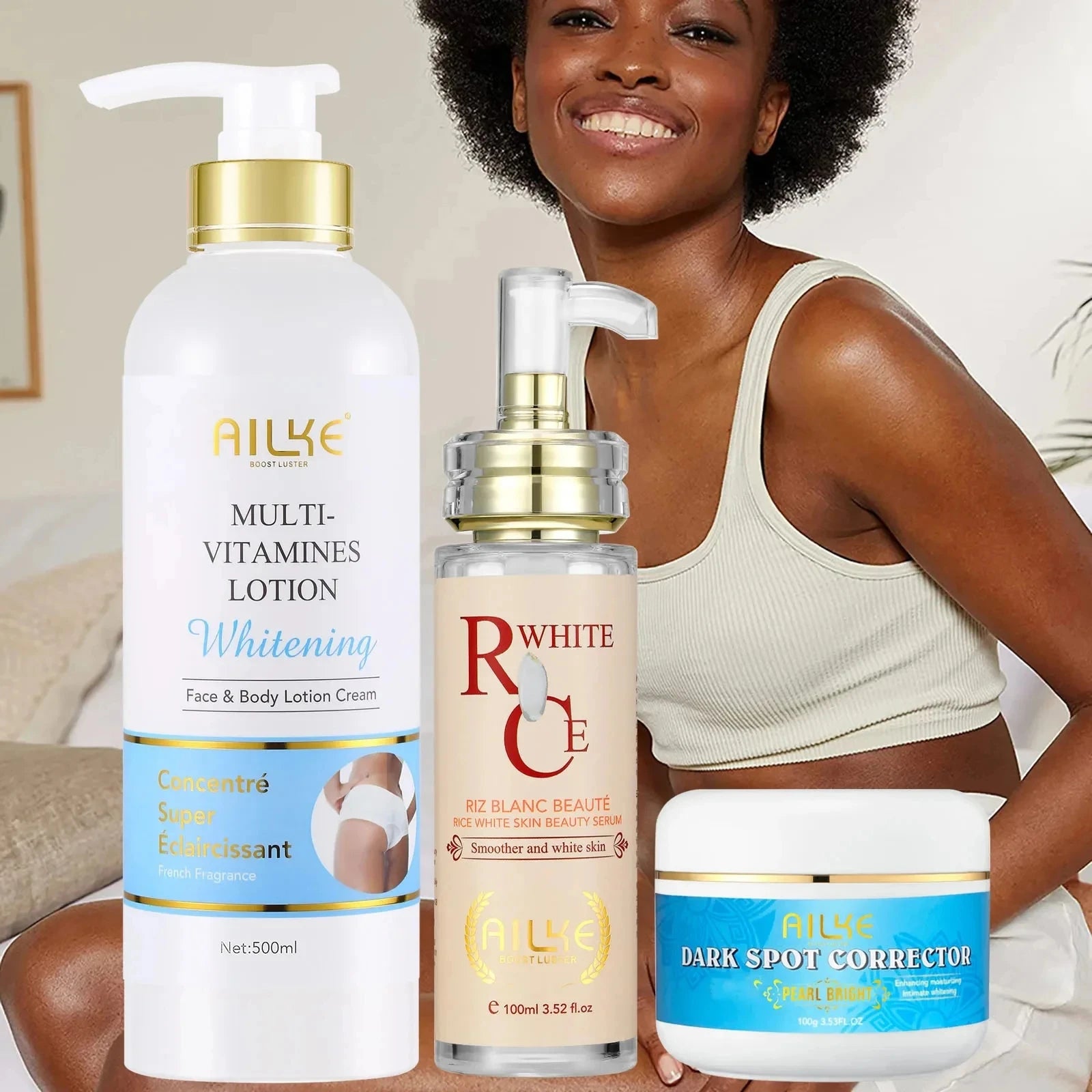 Gamme Multi-Vitamines Éclaircissante AILKE – Lotion, Sérum, Crème & Savon Papaye Anti-Taches – CLEVI Paris
