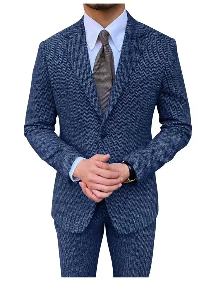 Costume homme 3 pièces classique à chevrons – CLEVI Paris