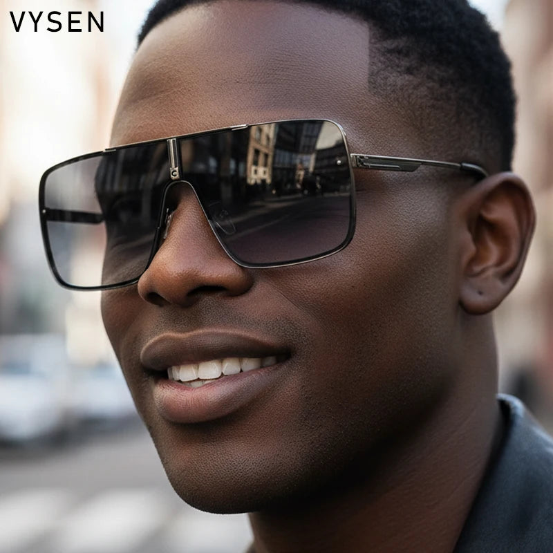 Lunettes de Soleil Oversize Carrées Homme – Grande Monture Métal UV400 – CLEVI Paris