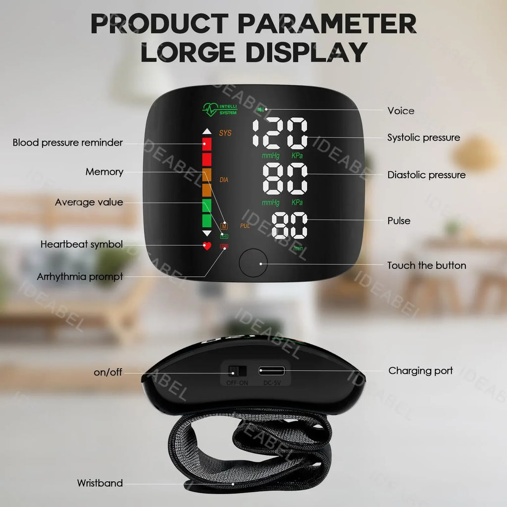 Tensiomètre Poignet LCD Rechargeable Vocal Auto 18 Designs – CLEVI Paris