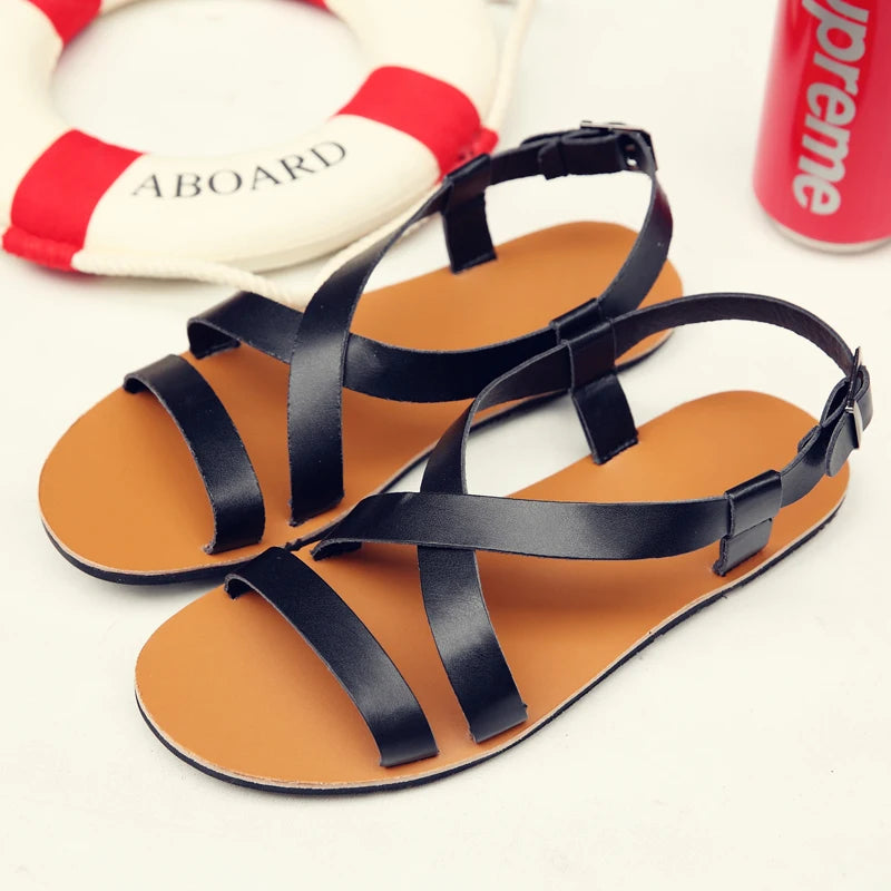 Sandales Romaines Unisexe Style Gladiateur Respirantes Semelle Antidérapante | Blanc, Noir & Marron – CLEVI Paris