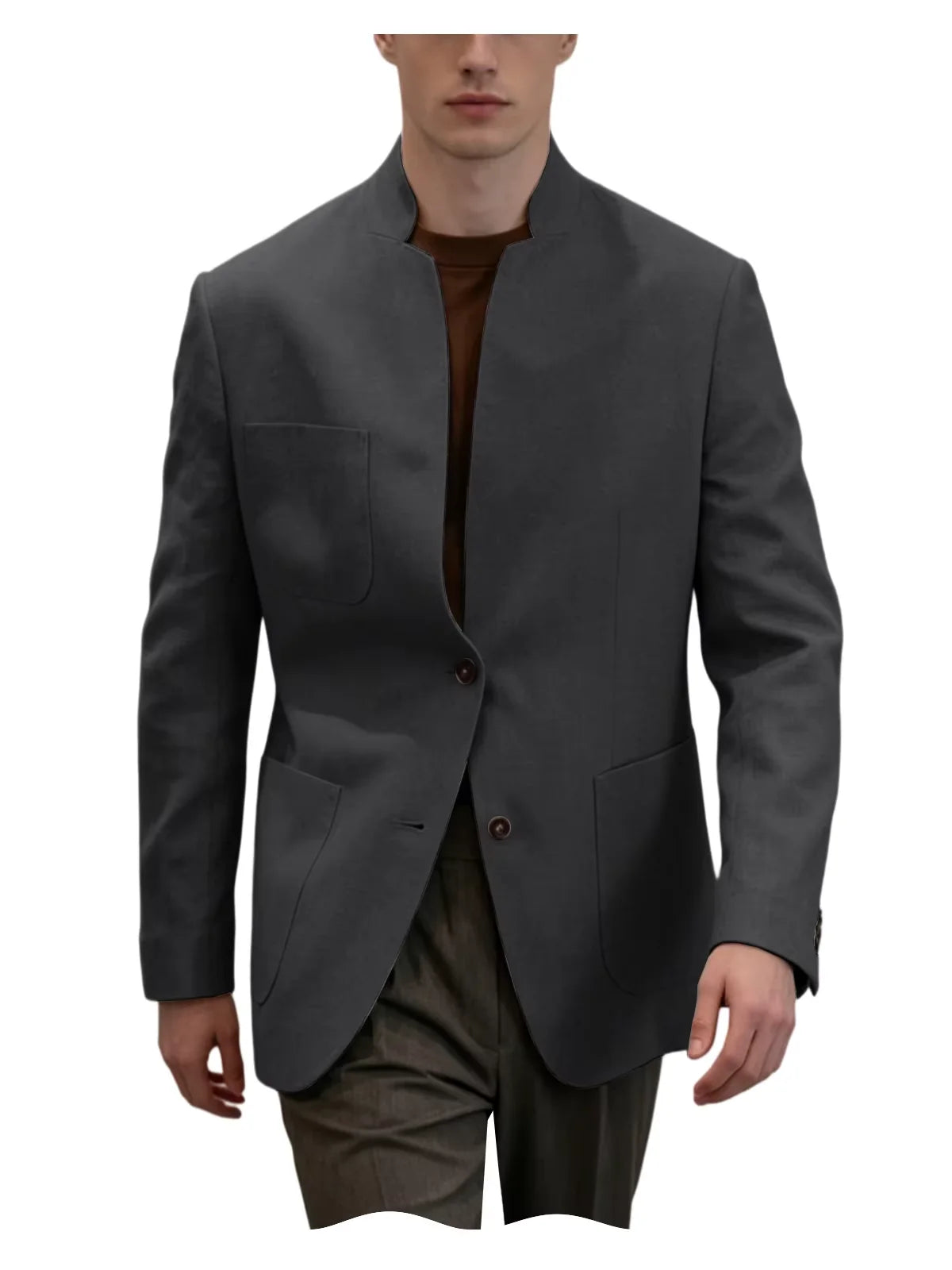 Blazer Lin Homme Col Mandarin – CLEVI Paris